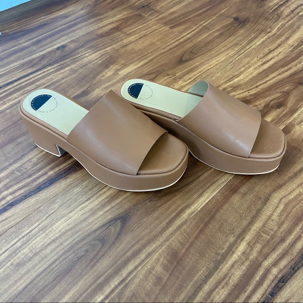 This is our other line chunky brown heeled sandals